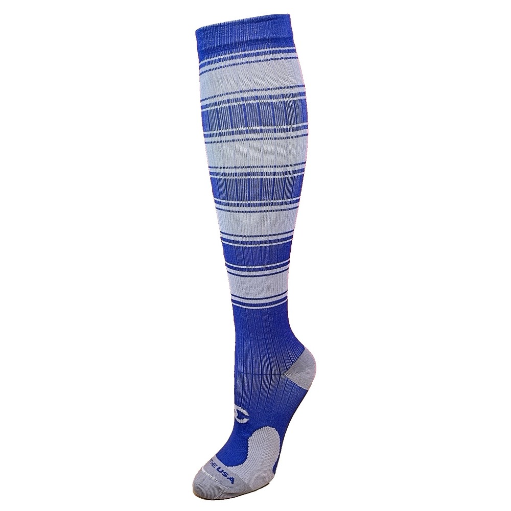 Womens Pro Compression Marathon Blue & Gray Knee High Compression Socks sz S/M